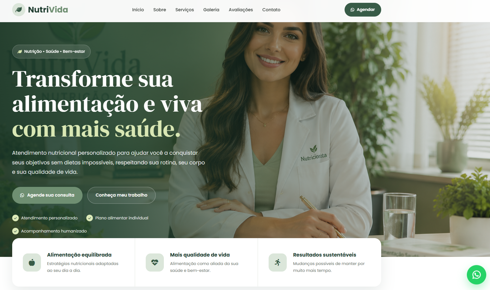 Site profissional para nutricionista